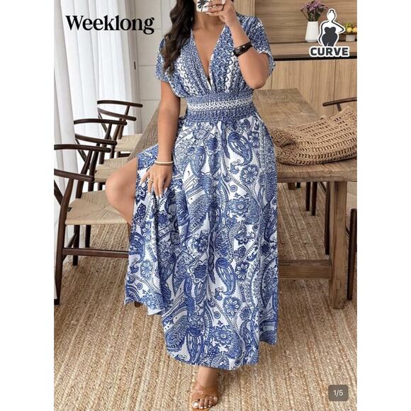 SHEIN Dresses & Skirts - NWOT - Shein Curve Floral Print Dress - Size 2XL- Resort-Vacation-Cruise-Party